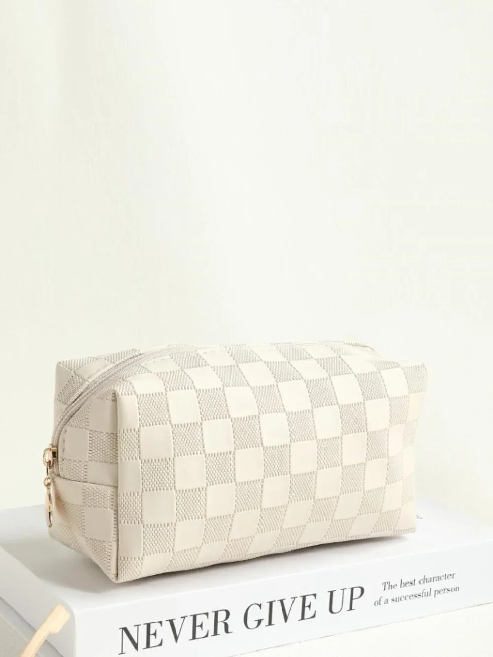 Checkered Zenana Cosmetic Makeup Pouch Zippered Bag